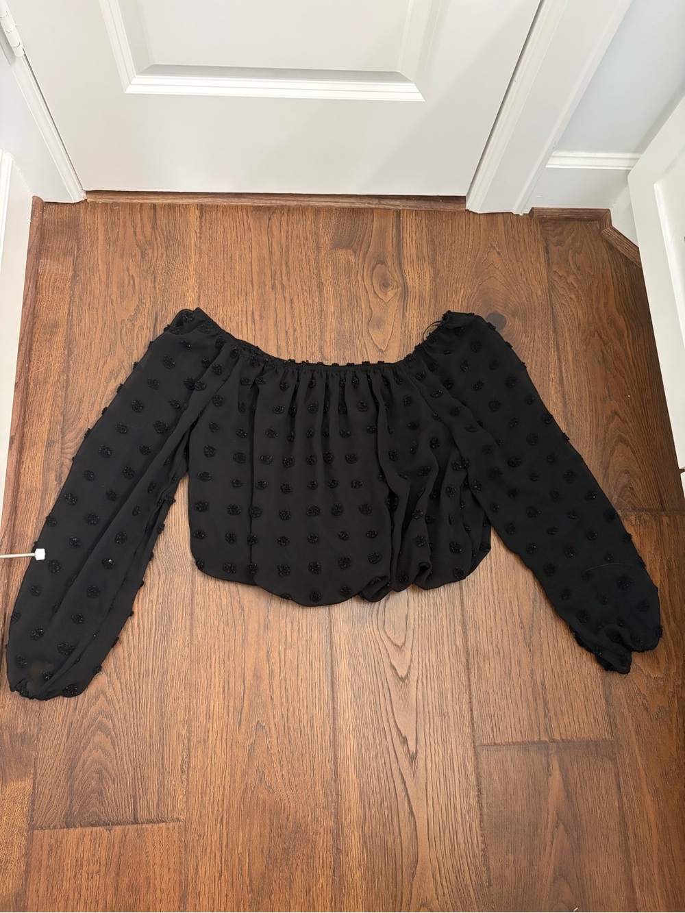 Trixxi Black Off-Shoulder Puff-Sleeve Top